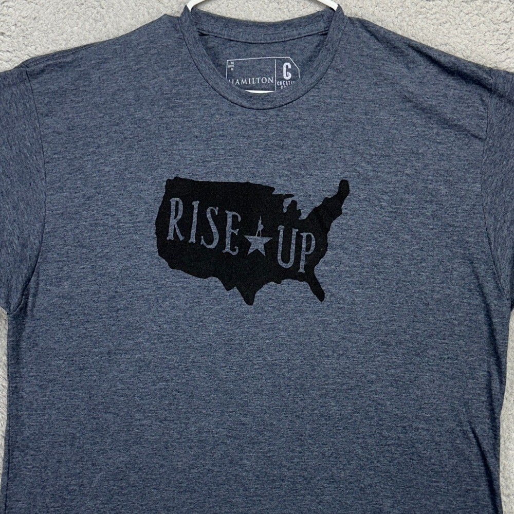 Hamilton T-Shirt Tee Adult Mens 2XL Gray Rise Up‎ Short Sleeve Crew Neck Casual